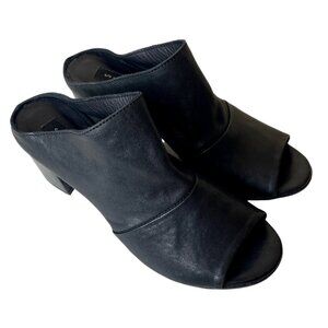 Steven by Steve Madden Black Leather Peep Toe Mules Size EU 38